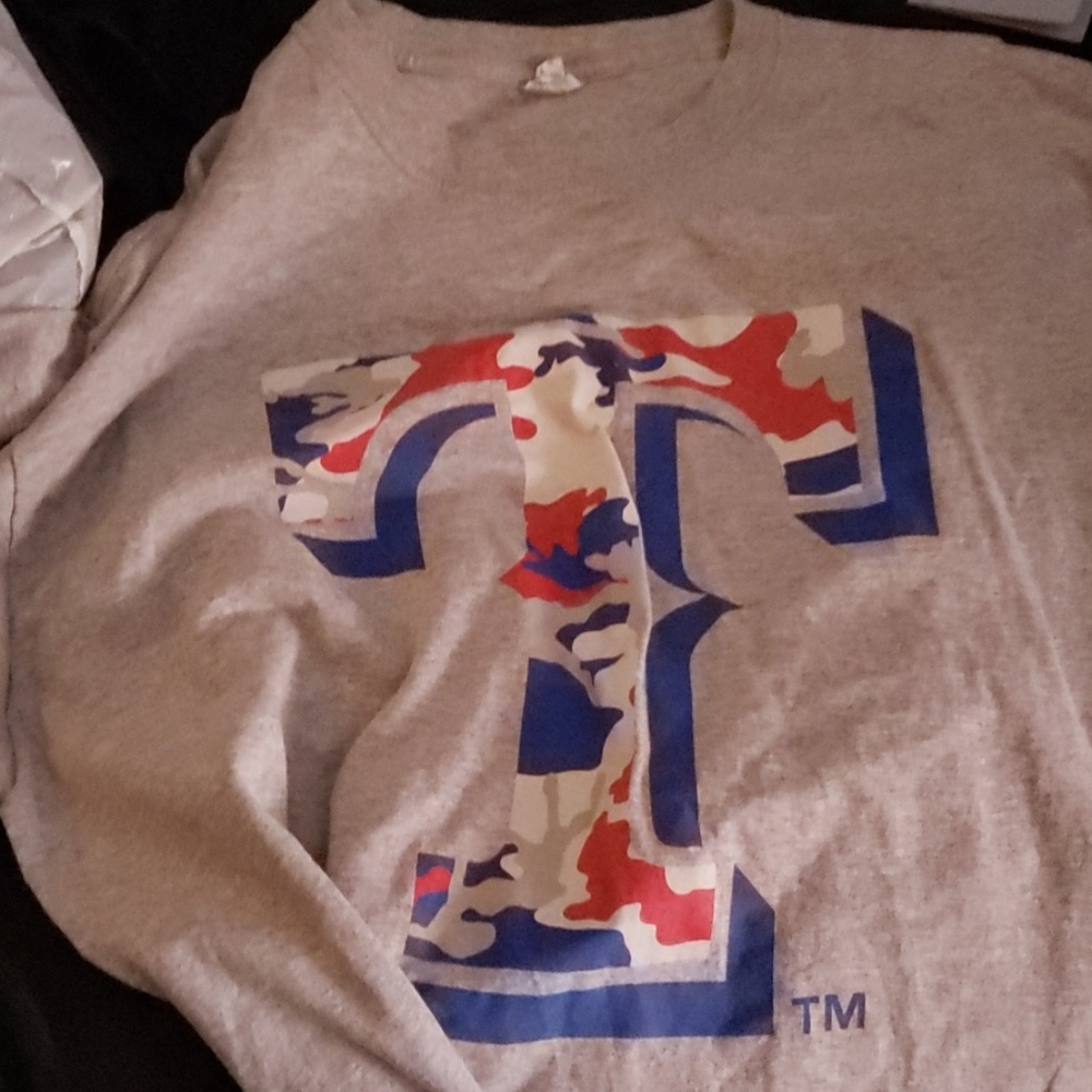 Texas rangers short sleeve camo logo shirt